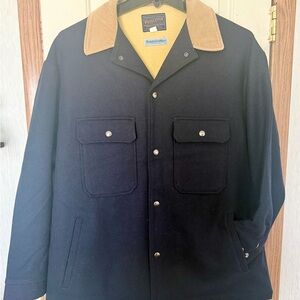 Pendleton Men's Navy Jacket with Tan Collar